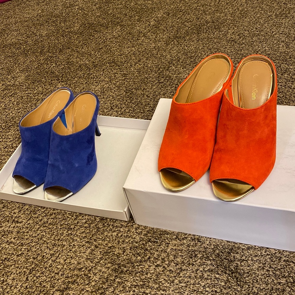 * Sold Calvin Klein suede mules two pairs NWT